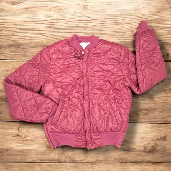 OFFLINE by Aerie XS Pink Quilted Bomber Jacket Sherpa Lined Snap Front Cozy - Picture 1 of 10